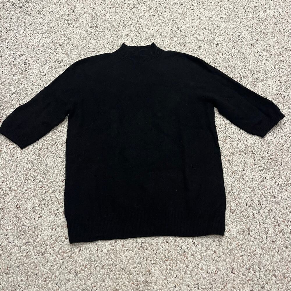 NEW Liny Xin Merino Wool Mockneck Sweater S Black Knit Preppy Classic Cozy